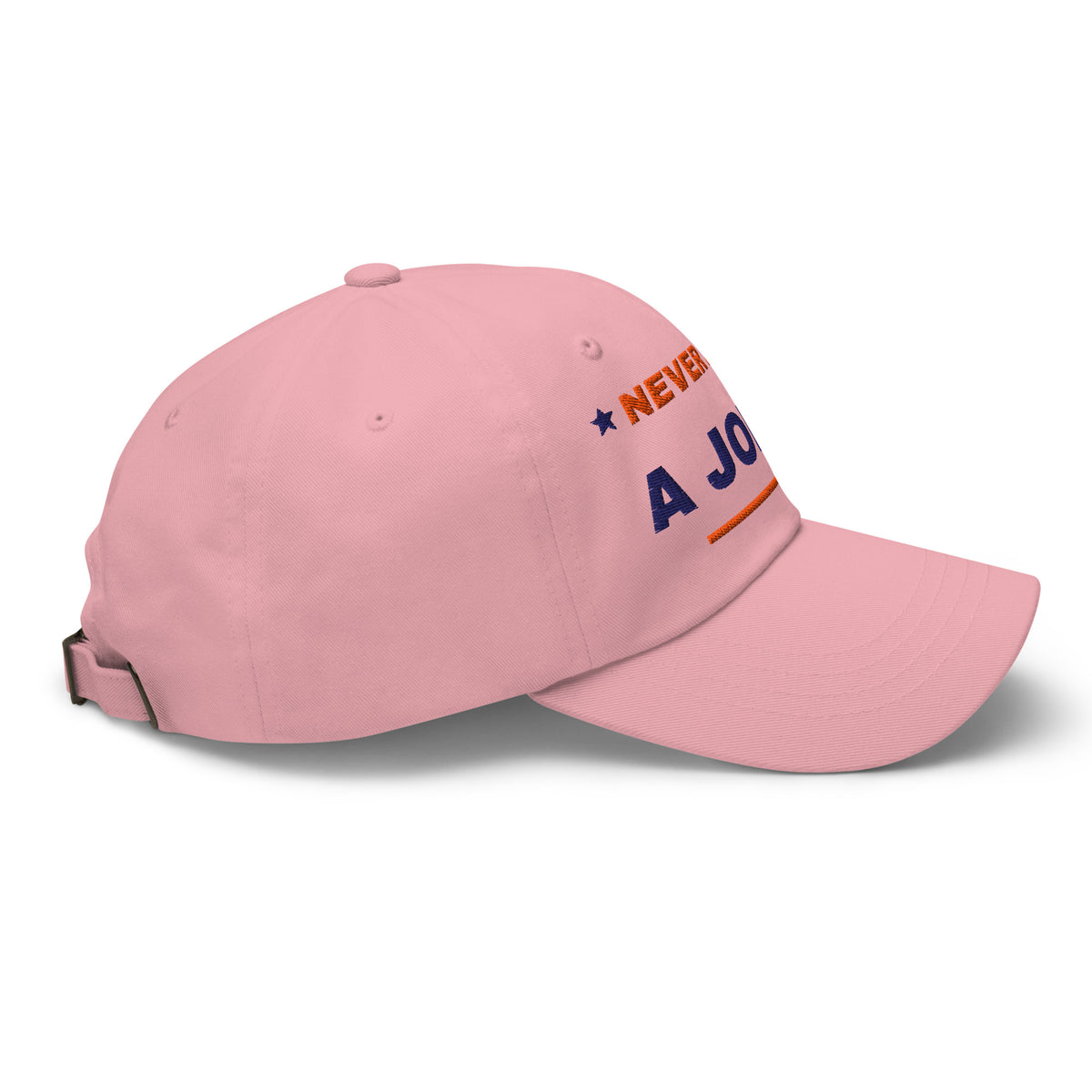 Never Pass a Joker embroidered mahjong dad hat in pink, right side view