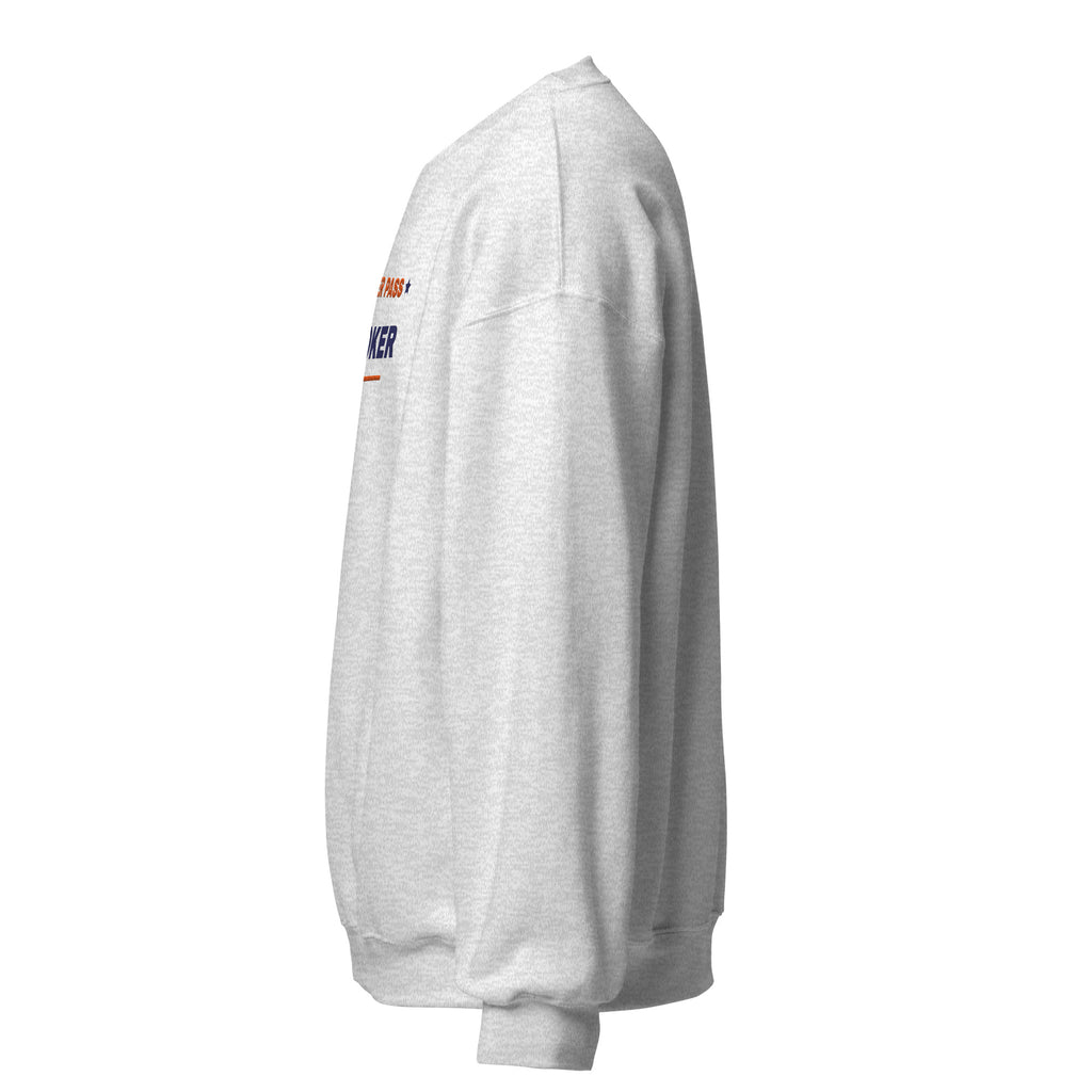 Never Pass a Joker embroidered mahjong sweatshirt in Ash, left view