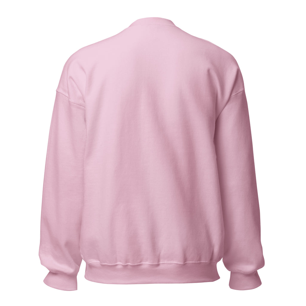Never Pass a Joker embroidered mahjong sweatshirt in Light Pink, back view