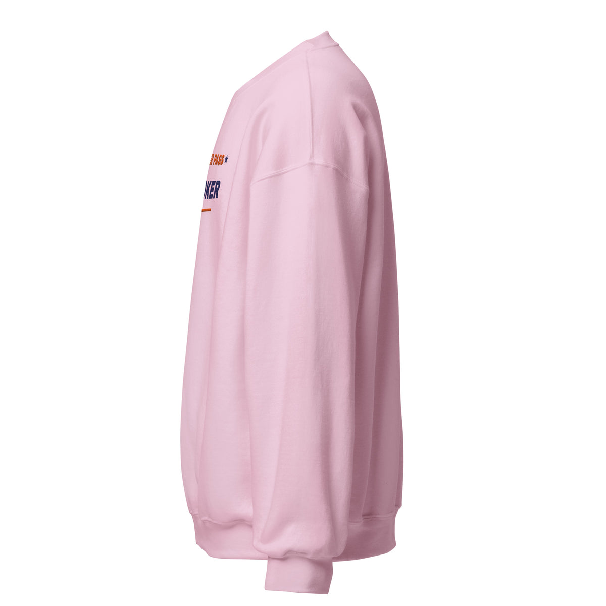 Never Pass a Joker embroidered mahjong sweatshirt in Light Pink, left view