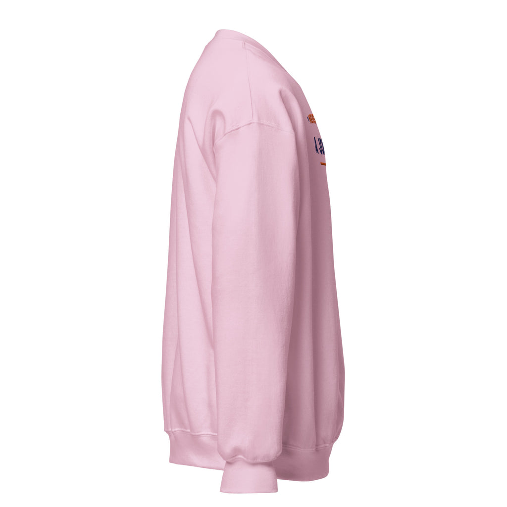 Never Pass a Joker embroidered mahjong sweatshirt in Light Pink, right view