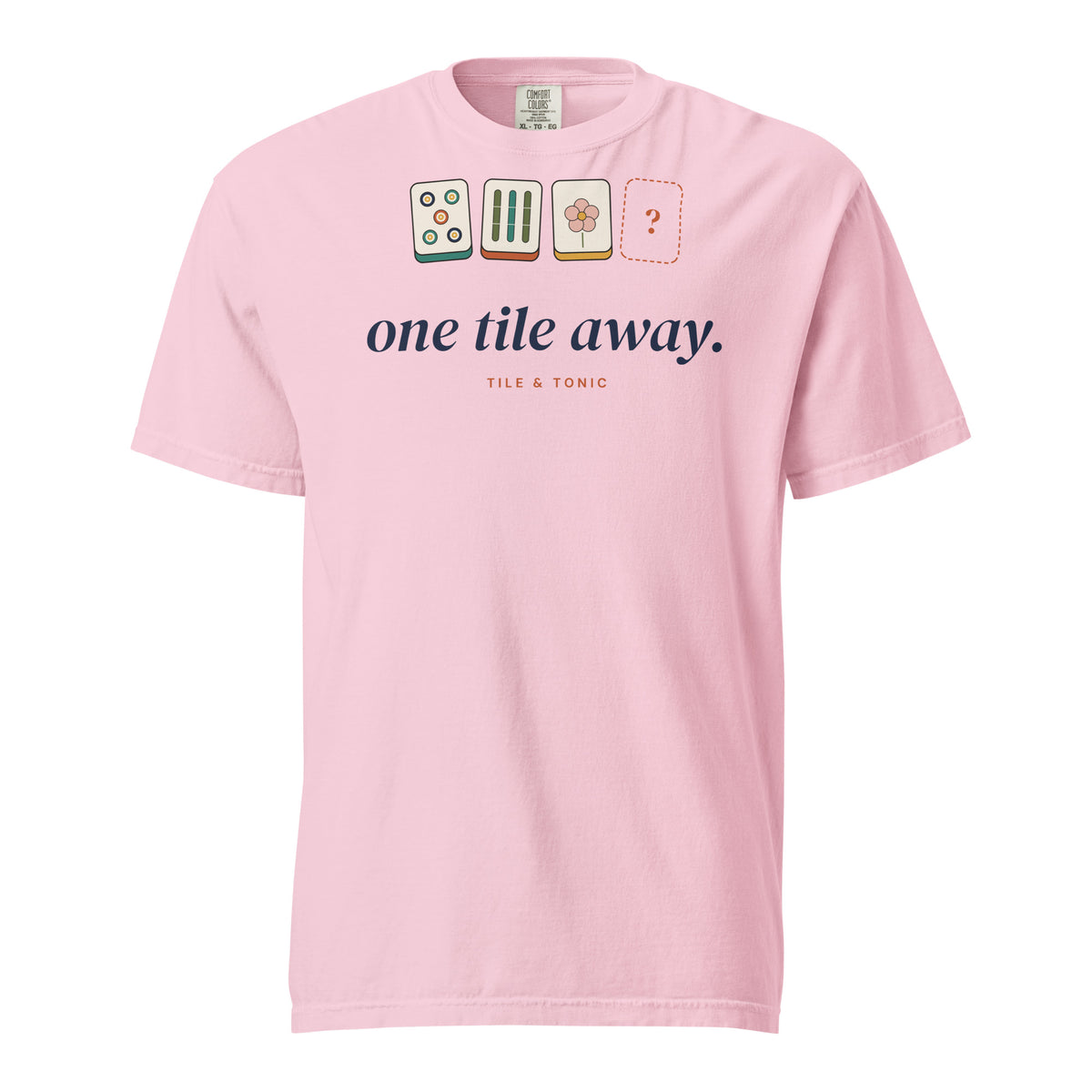 One Tile Away mahjong t-shirt in Blossom, front view