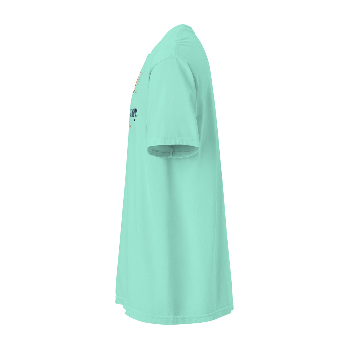 One Tile Away mahjong t-shirt in Chalky Mint, left side view