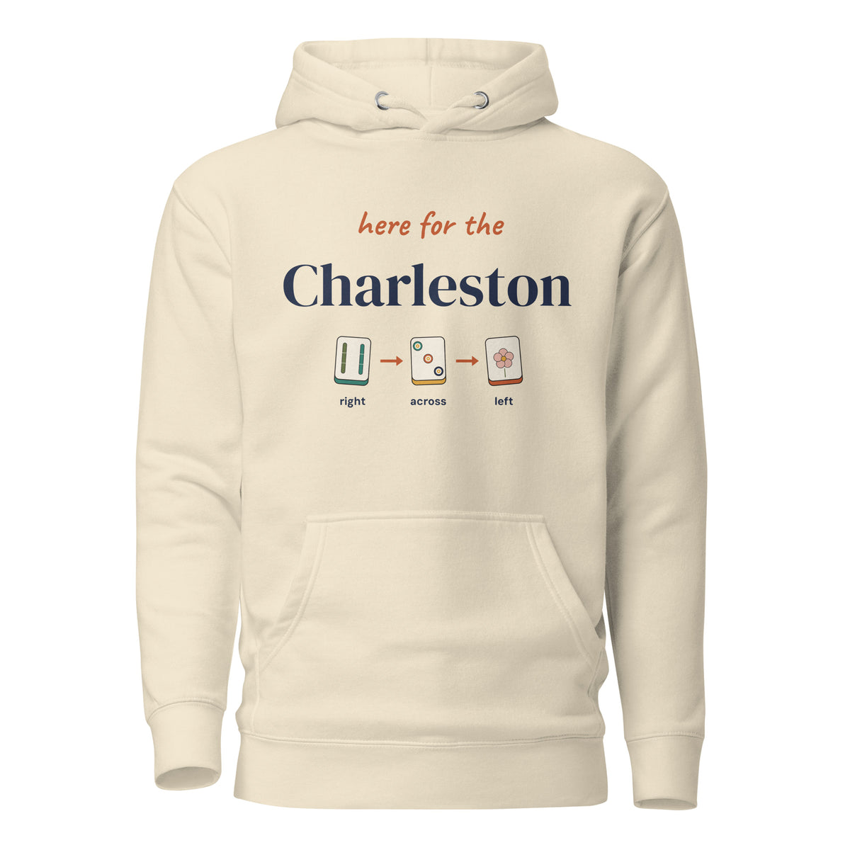 Here for the Charleston mahjong hoodie in Bone, front view