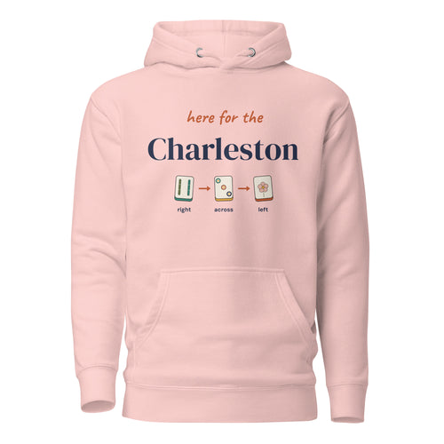Here for the Charleston mahjong hoodie in Light Pink, front view