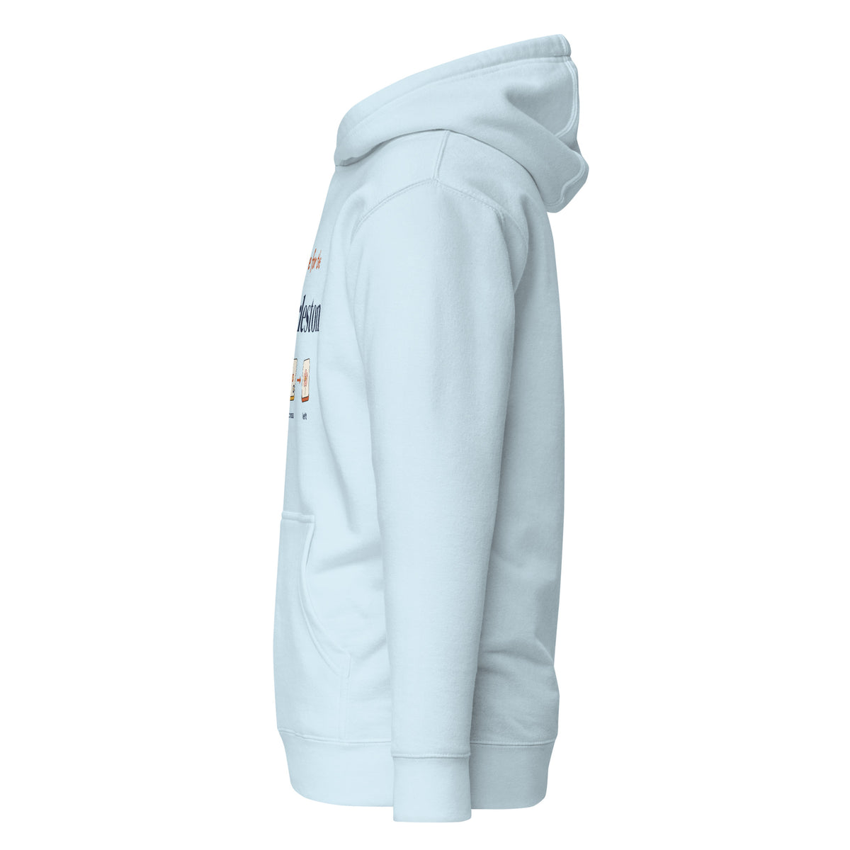 Here for the Charleston mahjong hoodie in Sky Blue, left view