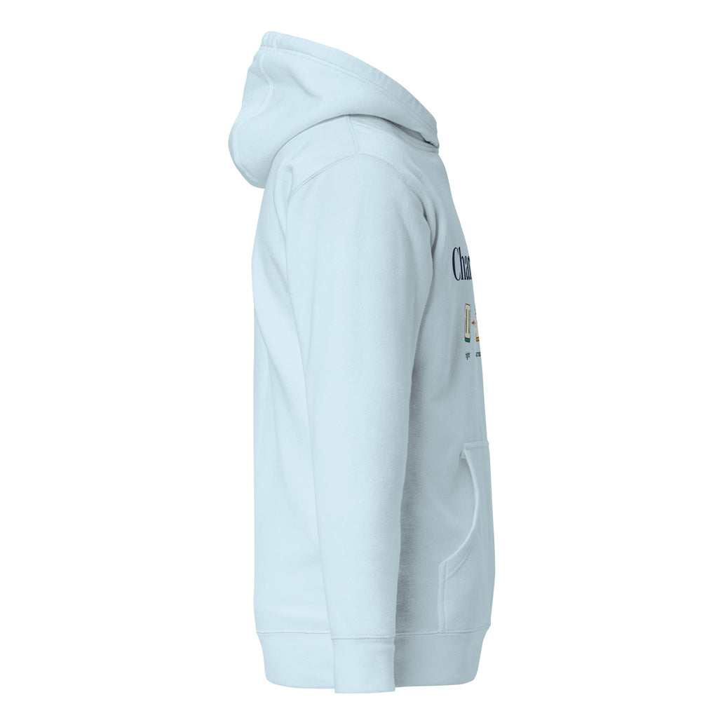 Here for the Charleston mahjong hoodie in Sky Blue, right view
