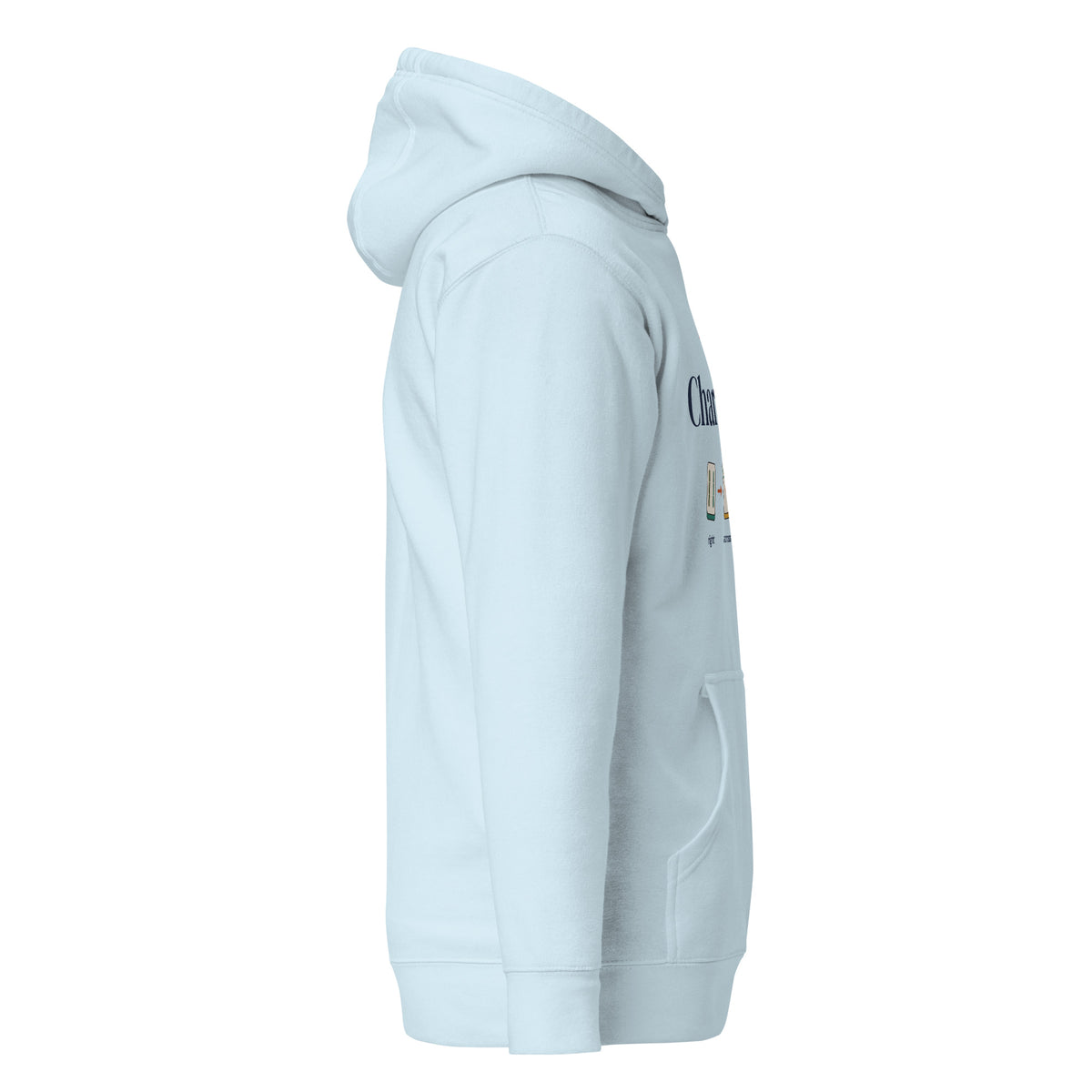 Here for the Charleston mahjong hoodie in Sky Blue, right view