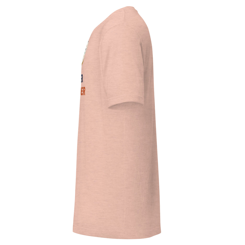 Joker Hoarder funny mahjong t-shirt in heather prism peach, left side view